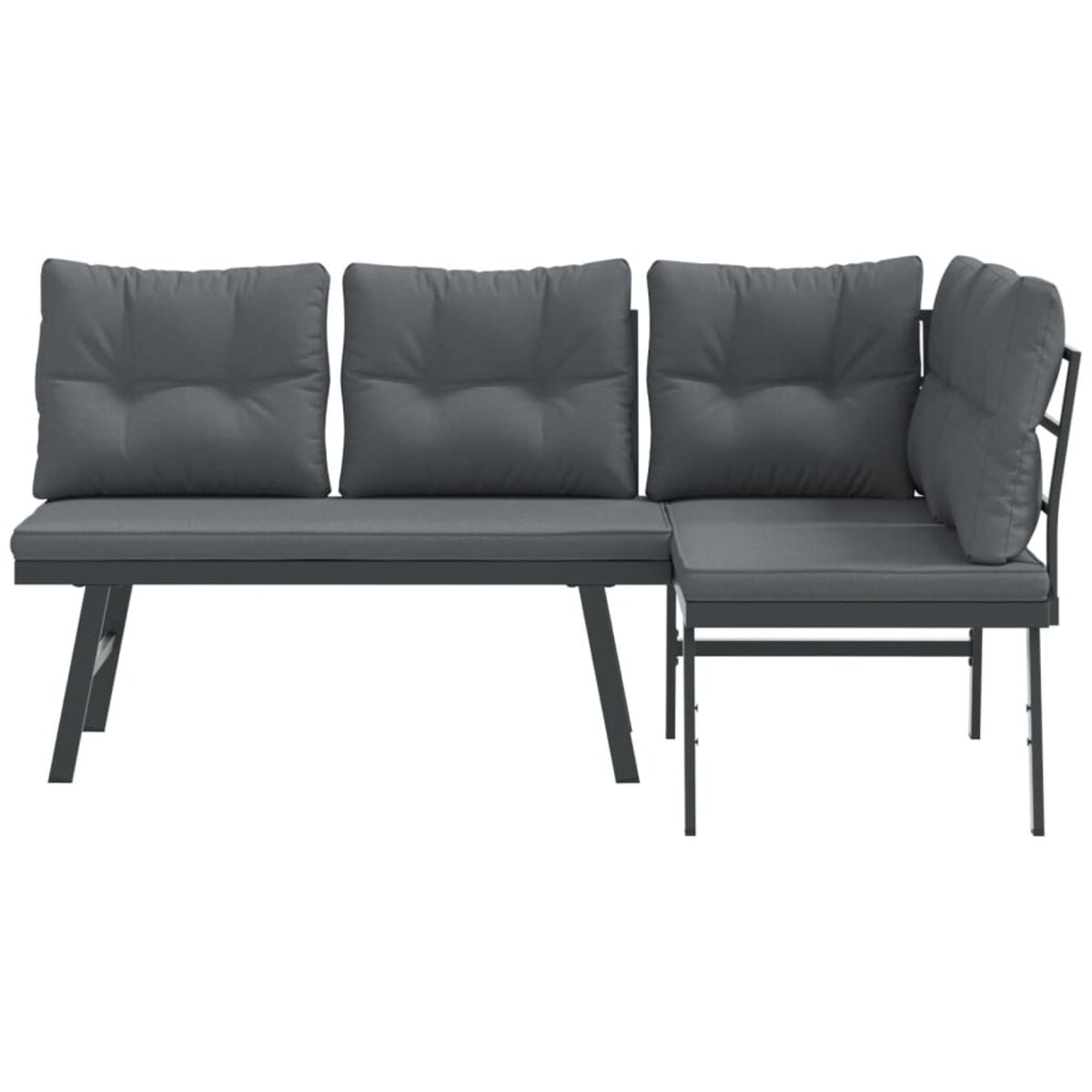 vidaXL Ławki ogrodowe z poduszkami, 2 szt., malowana proszkowo stal