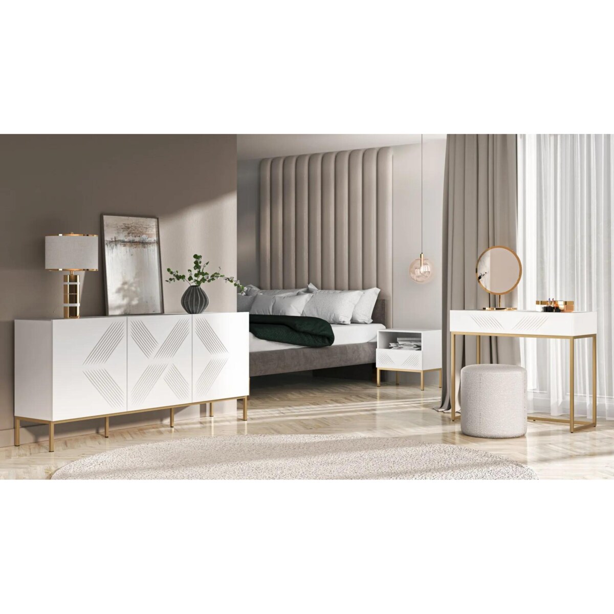 Komoda KLARA 170 3D biały mat z podstawą