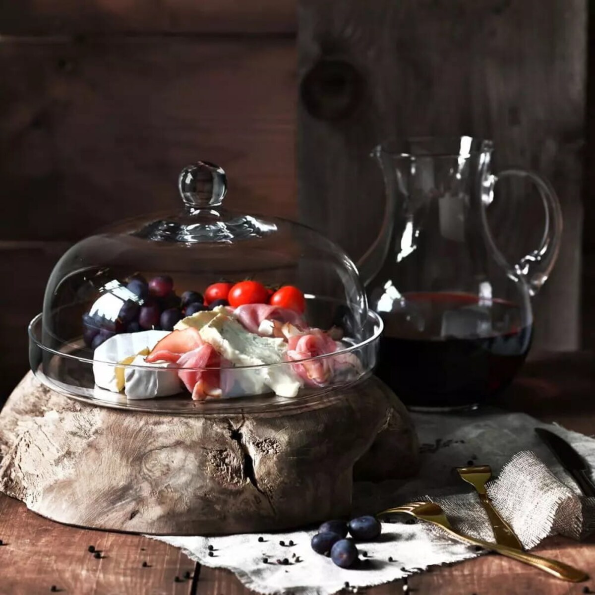 Talerz Patera Szklana z Kloszem Pokrywą na Ciasta Pączki Sery Krosno Elite