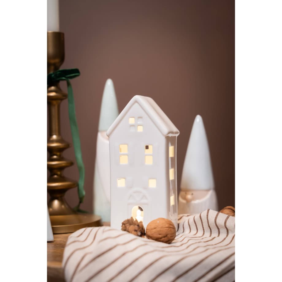 Ozdobny domek ceramiczny LED, 16 cm