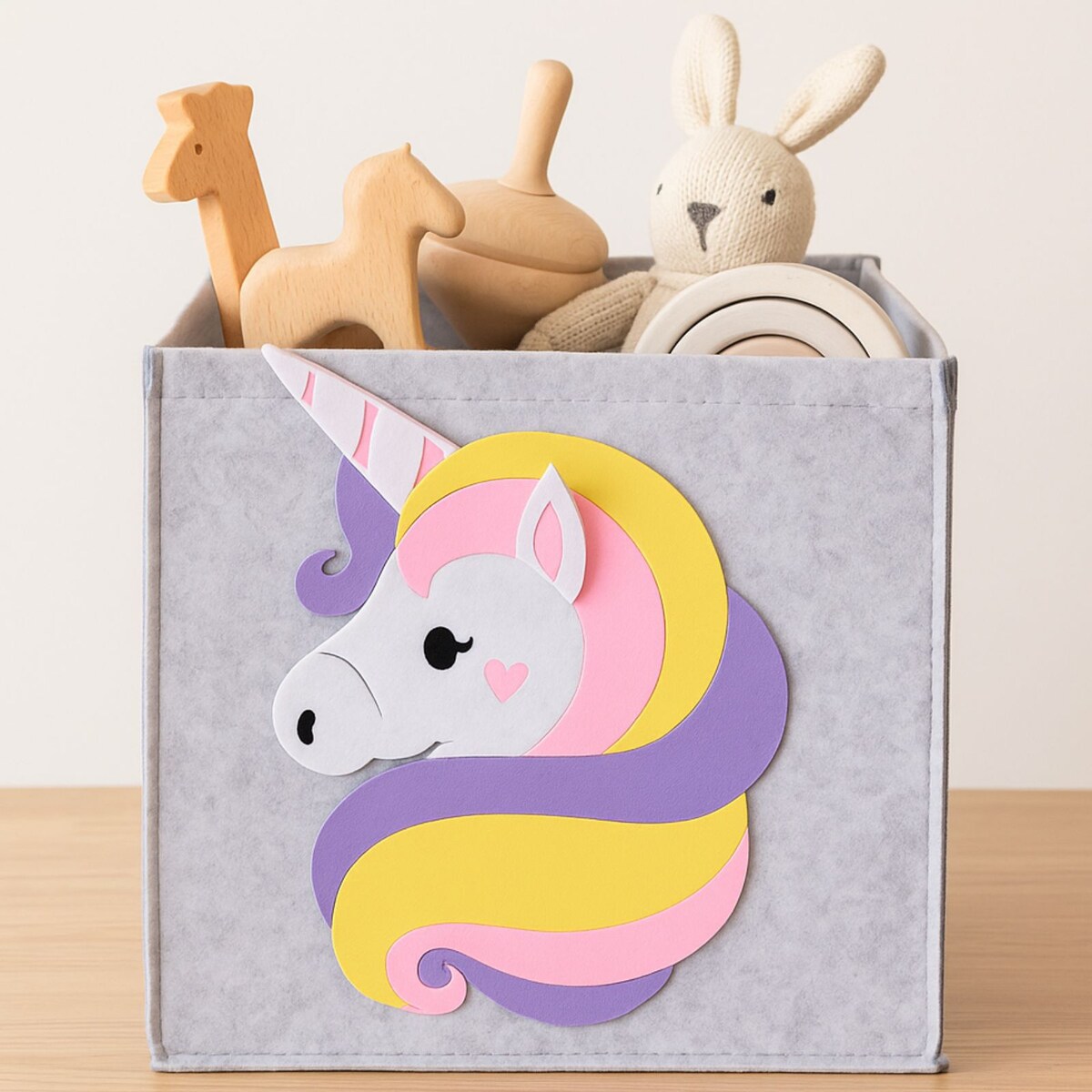 Filcowy pojemnik na zabawki MOLKI, 30 x 30 x 30 cm