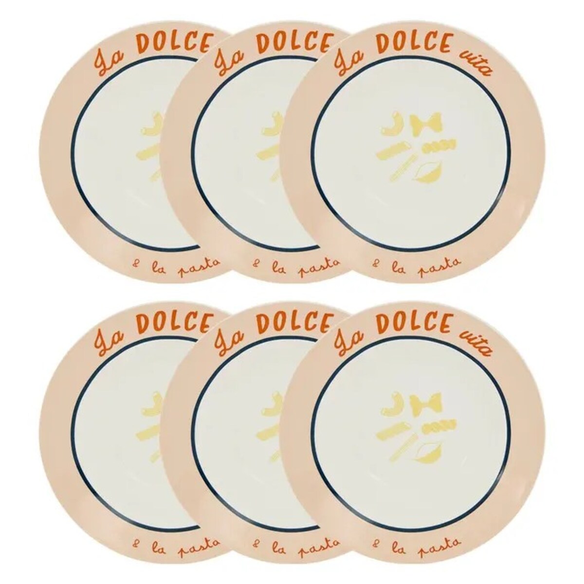 Komplet 6 porcelanowych talerzy głębokich „Della Pasta”, 22 cm