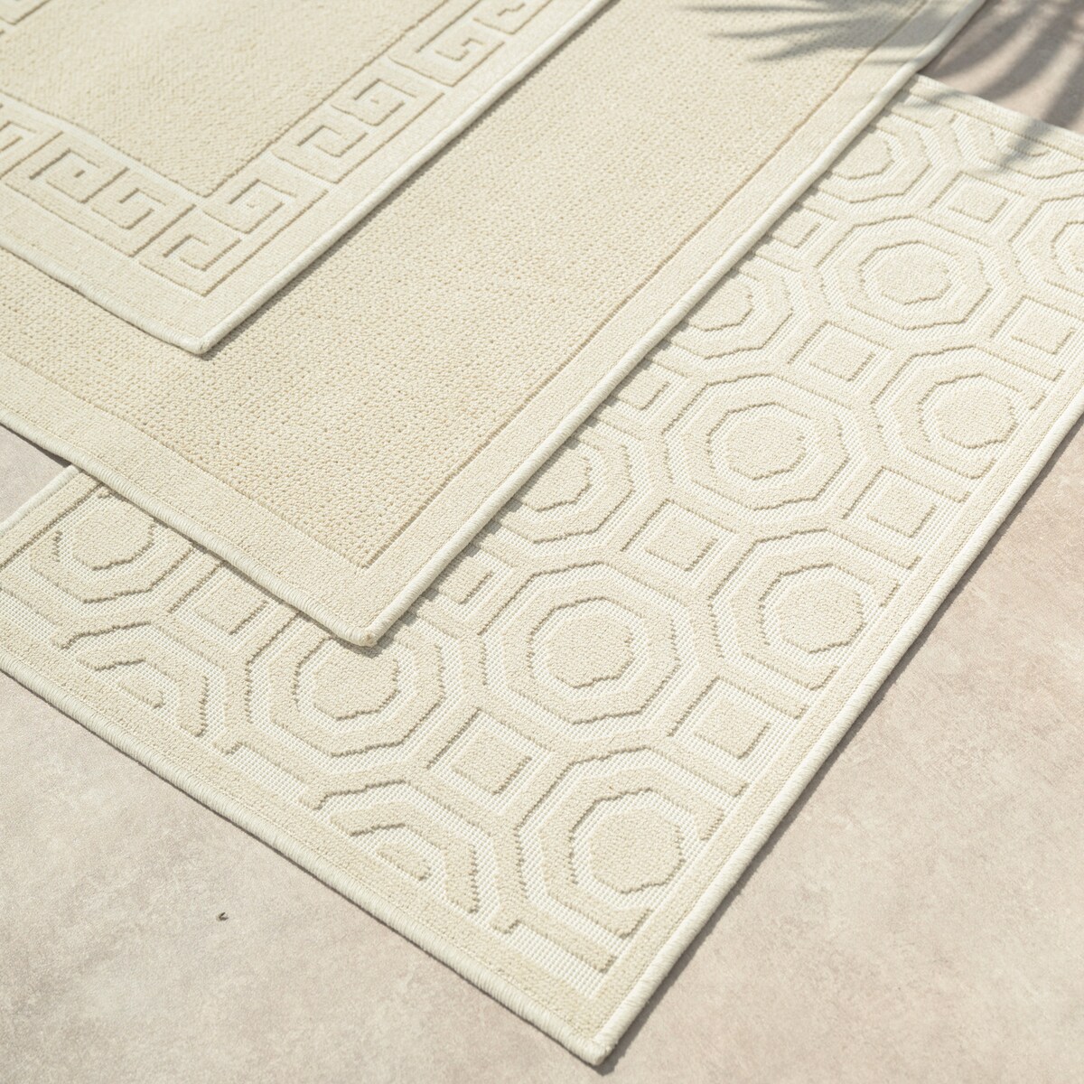 Dywanik łazienkowy Lino 60x90 cm bawełniany geometryczny beżowy