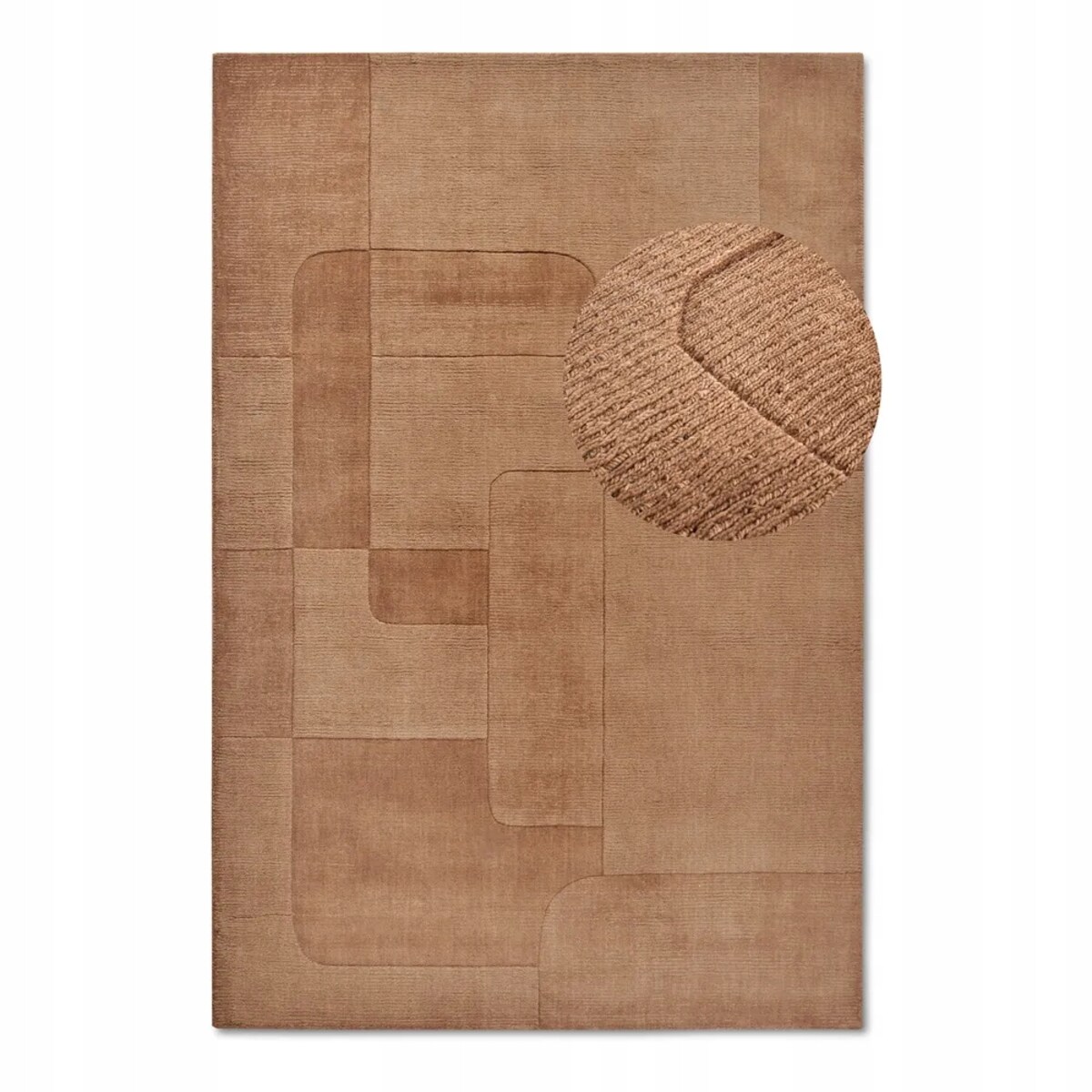 Dywan wełniany do salonu 120x170cm,beżowy tkany ręcznie z efektem 3d