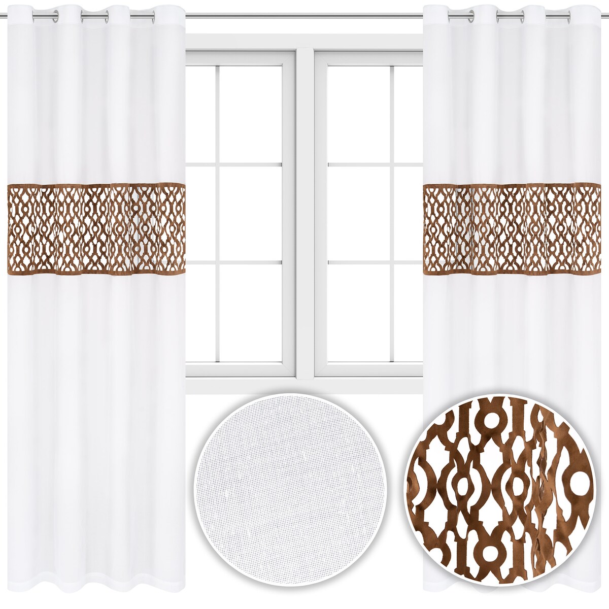 Firana dekoracyjna "laser elegance" 140x250 cm na przelotkach laserowe wycięcia