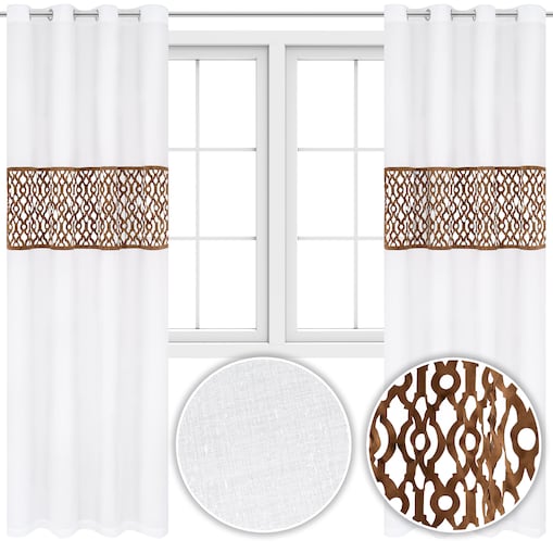 Firana dekoracyjna "laser elegance" 140x250 cm na przelotkach laserowe wycięcia