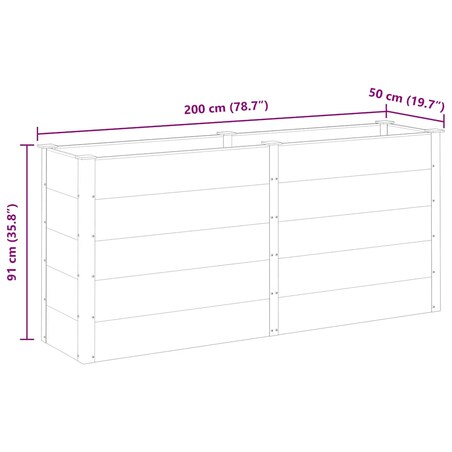 vidaXL Podwyższona donica ogrodowa, 200x50x91 cm, WPC, szara