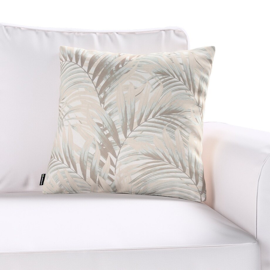 Poszewka Kinga na poduszkę 60x60 beżowo-kremowe liście palmy na białym tle