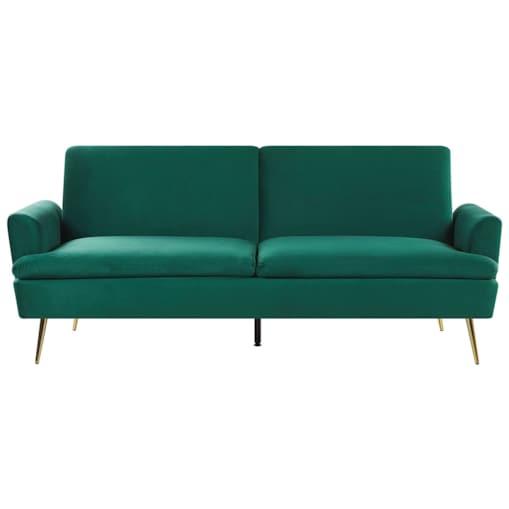 Sofa rozkładana welurowa zielona VETTRE