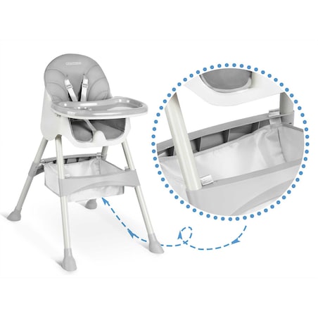 Krzesełko do karmienia dla dzieci Ricokids Milo składane szary 700000