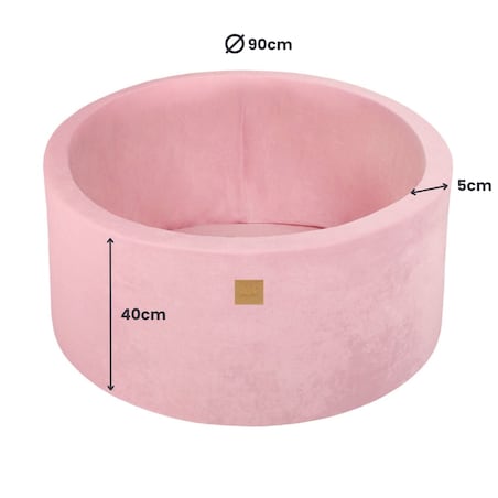 Okrągły Suchy Basen dla Dziecka 90x40cm/bez Piłek, Velvet, Pudroworóżowy