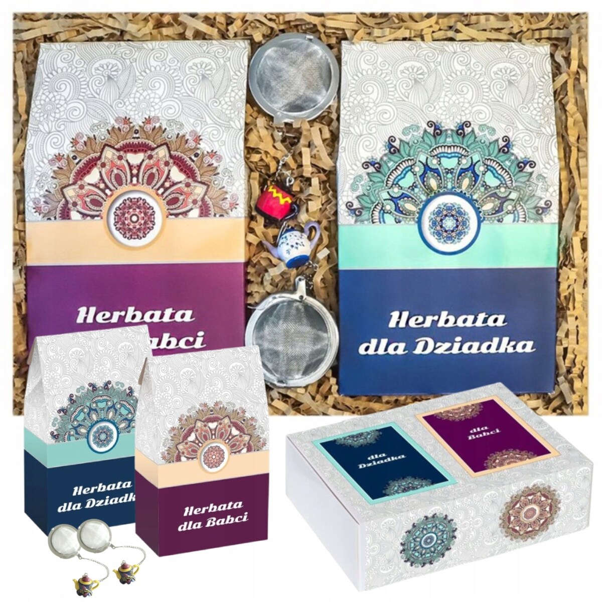 ZESTAW PREZENTOWY BOX Z HERBATAMI NA DZIEŃ DZIADKA I BABCI PREZENT UPOMINEK