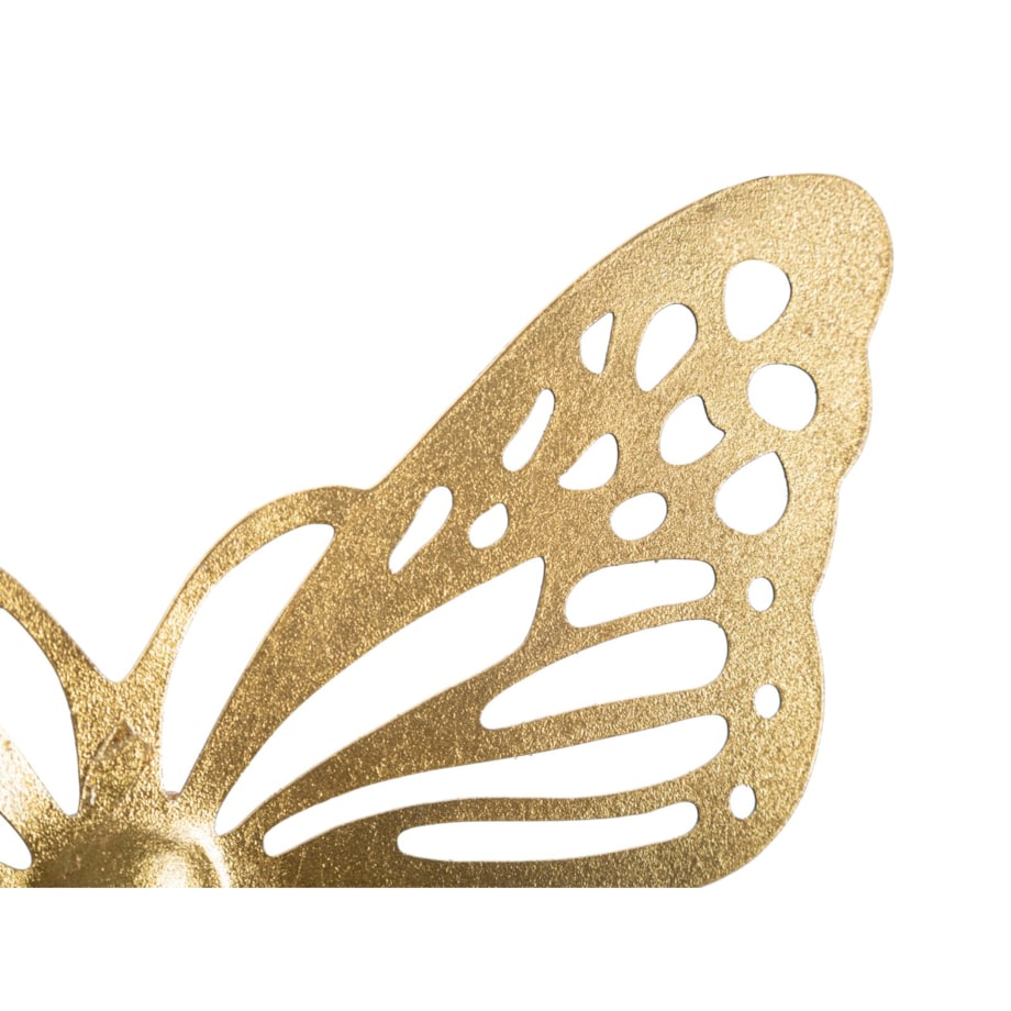 Zestaw 4 dekoracji ściennych Butterflies, kolor złoty, żelazo, wysokości 29, 19, 16 i 12 cm, motyw: motyle, do salonu i przedpokoju, Mauro Ferretti