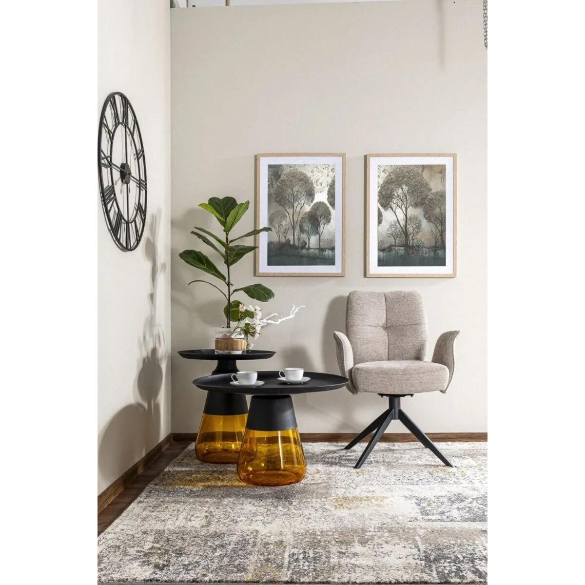 Stolik kawowy TIFFANY B 70x70 czarny/pomarańczowy