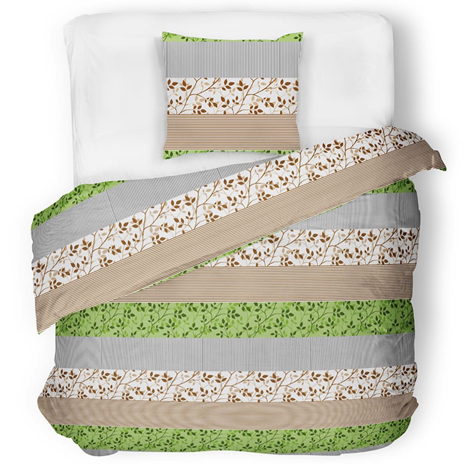 TERMES komplet pościeli z bawełny, zielony/beżowy, 140x200