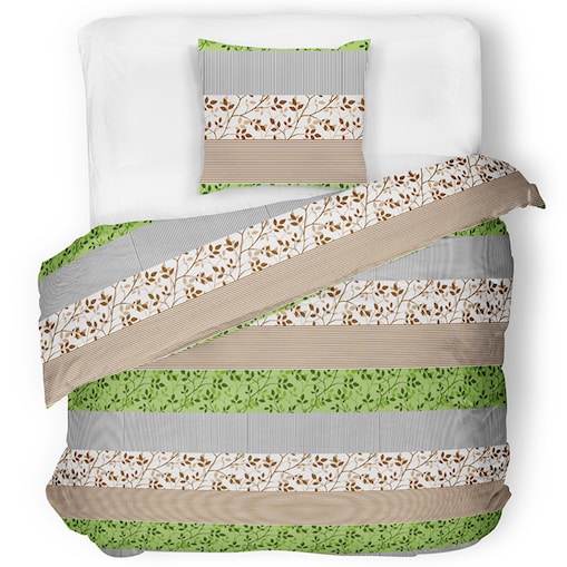 TERMES komplet pościeli z bawełny, zielony/beżowy, 140x200