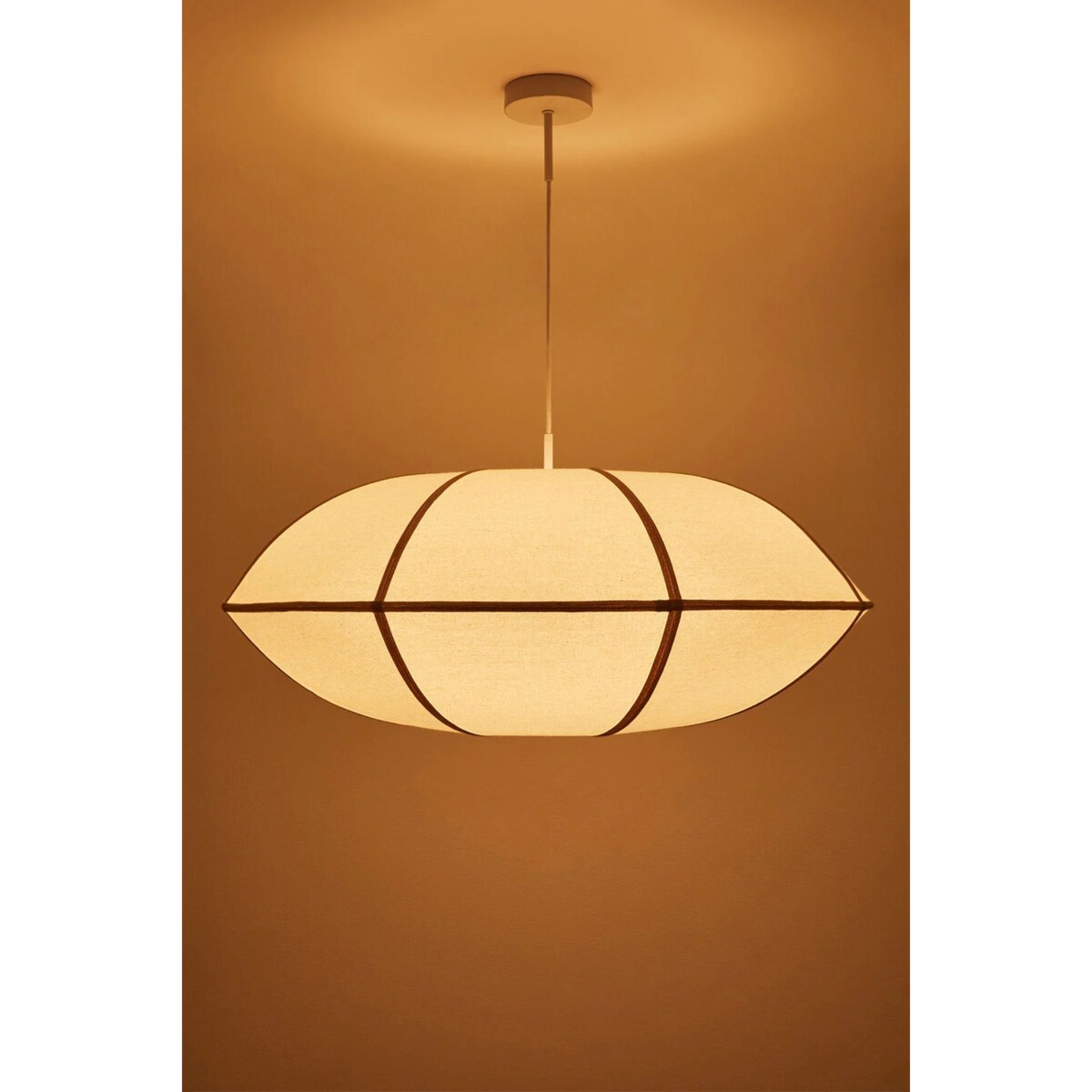 Lampa sufitowa lniana Patraix kremowo-beżowa Ø70 cm