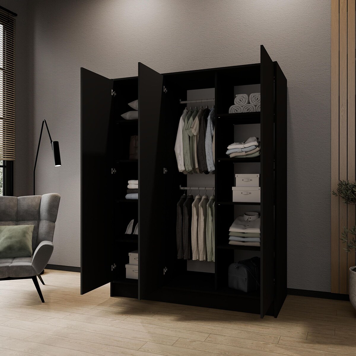 Szafa gładka 150 ALA bez lustra i bez uchwytów, czarna