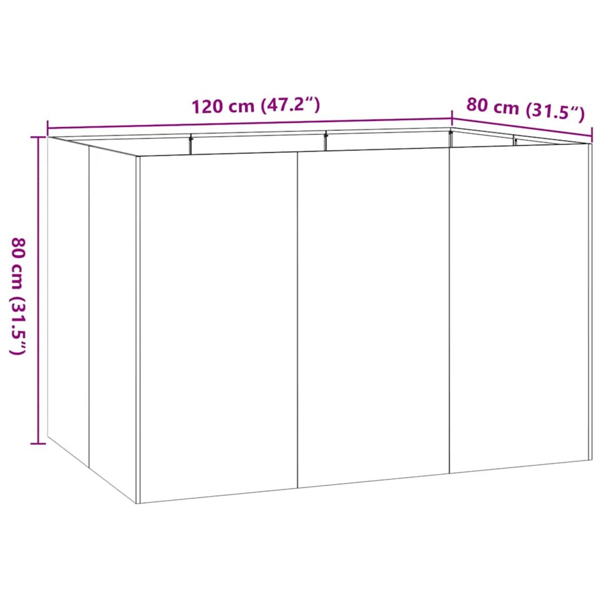 vidaXL Doniczka Rusty 120x80x80 cm Stal nierdzewna