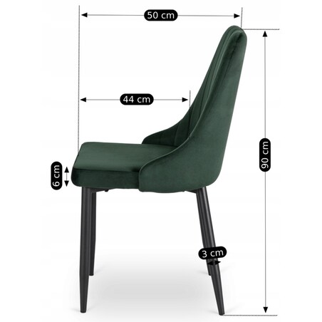 Krzesło Tapicerowane Welurowe Zielone Do Jadalni Salonu Kuchenne Loft BARI