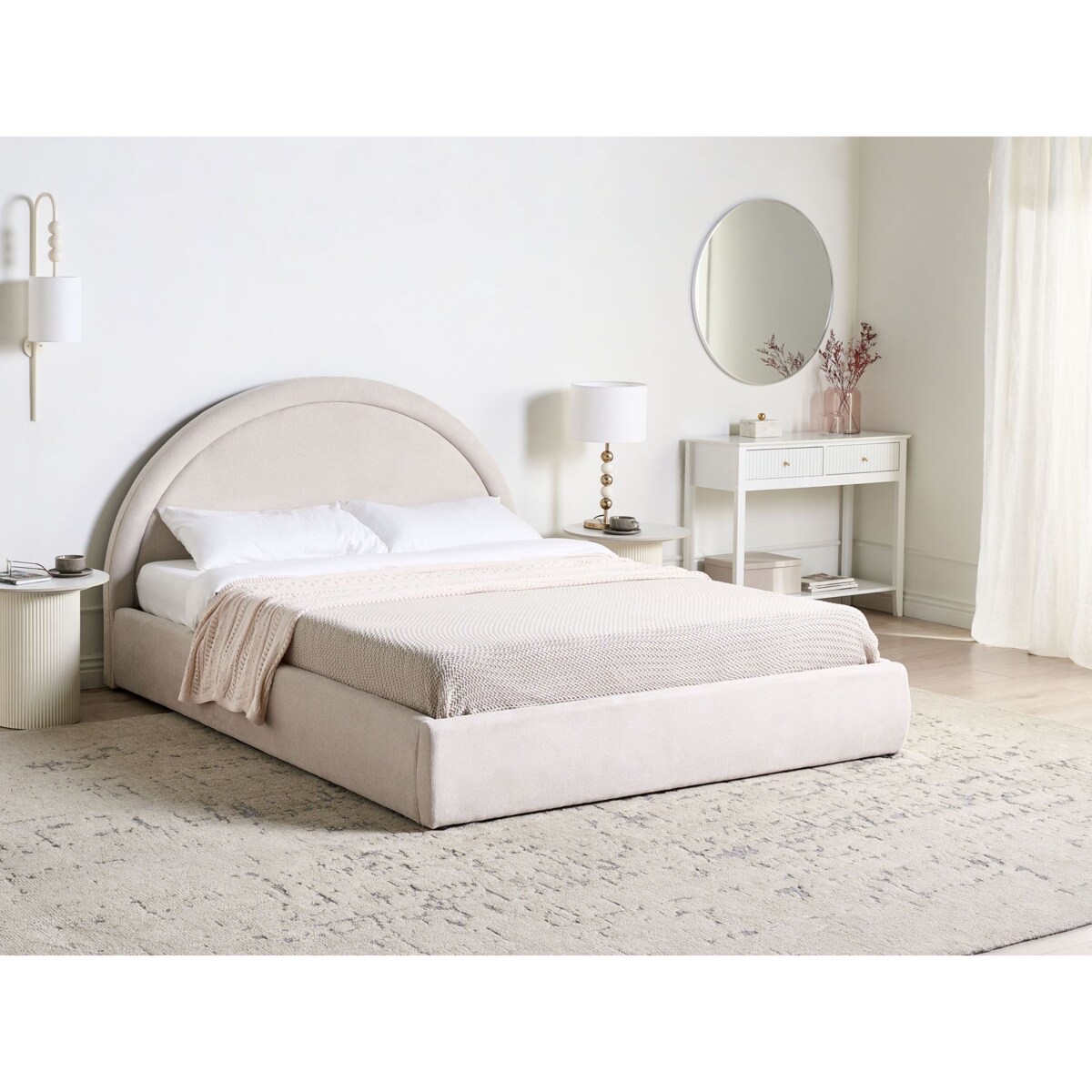 Łóżko z pojemnikiem MOUZON 160 x 200 cm Jasnobeżowy