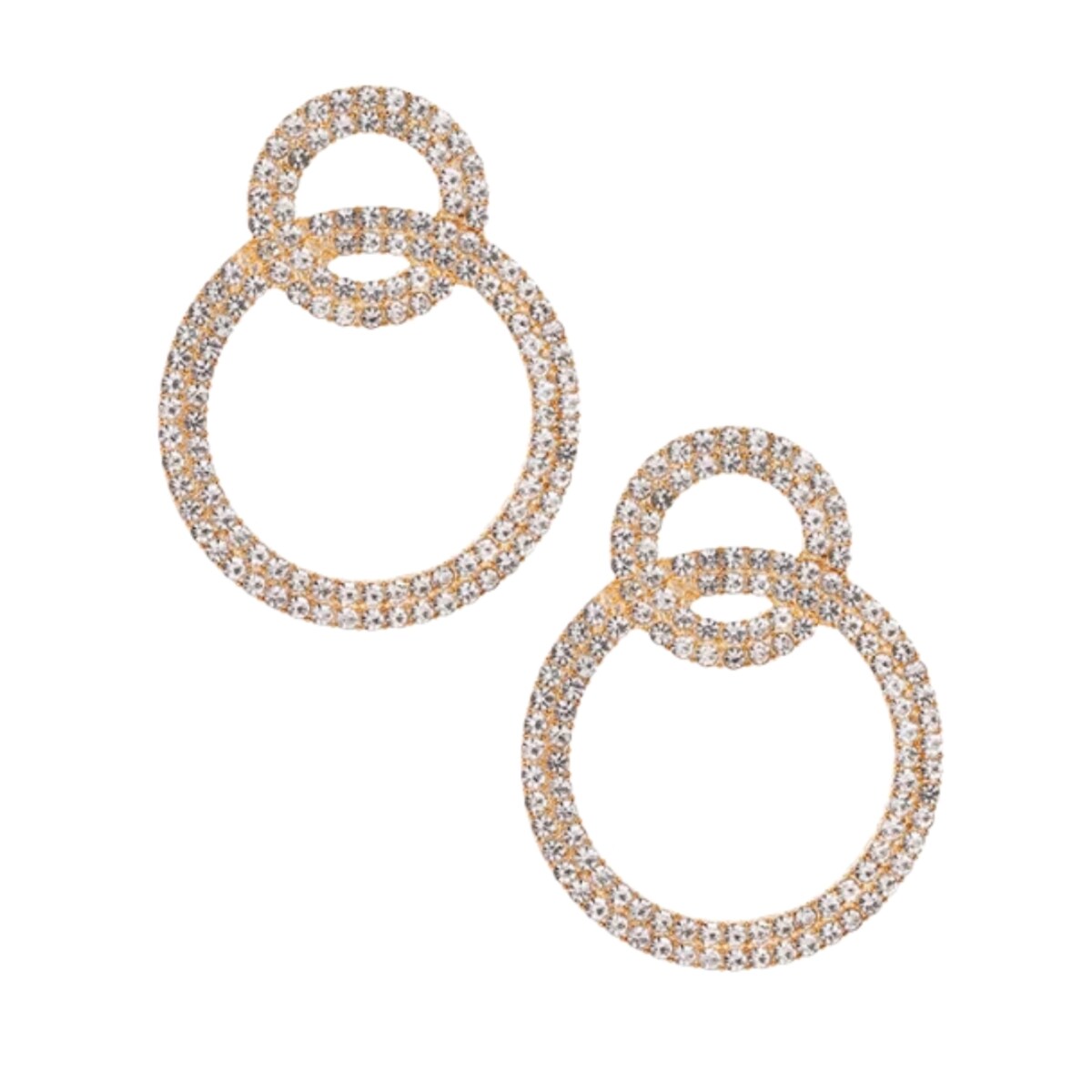 ZŁOTE kolczyki kółka KOŁA kryształki błyszczące eleganckie sztyfty