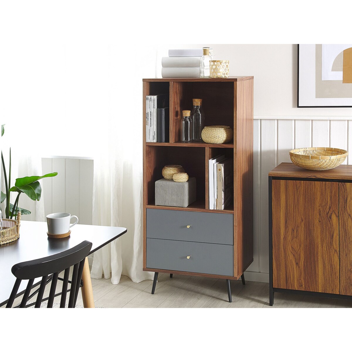 Regał ciemne drewno z szarym RICHMOND