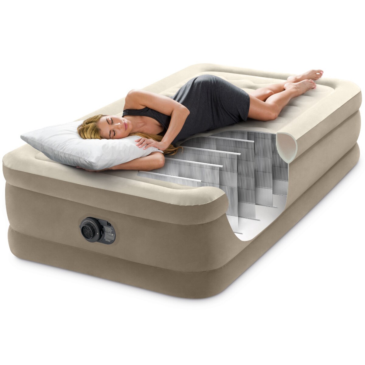 Materac welurowy z pompką 191x99x46 cm INTEX