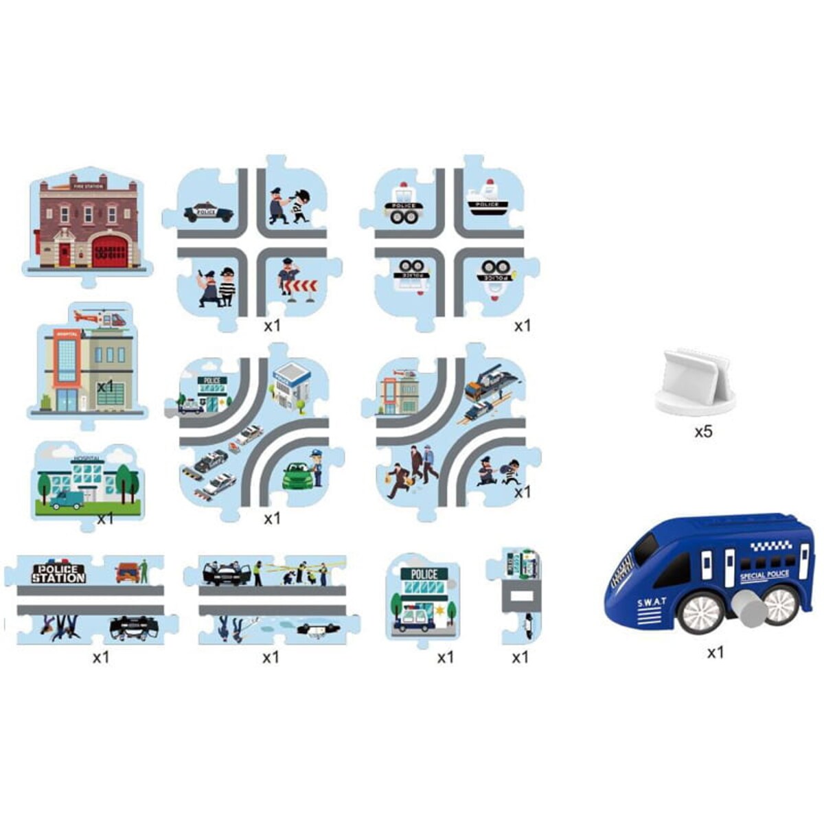 Droga - tor dla samochodów Policja - Puzzle 44 elementy