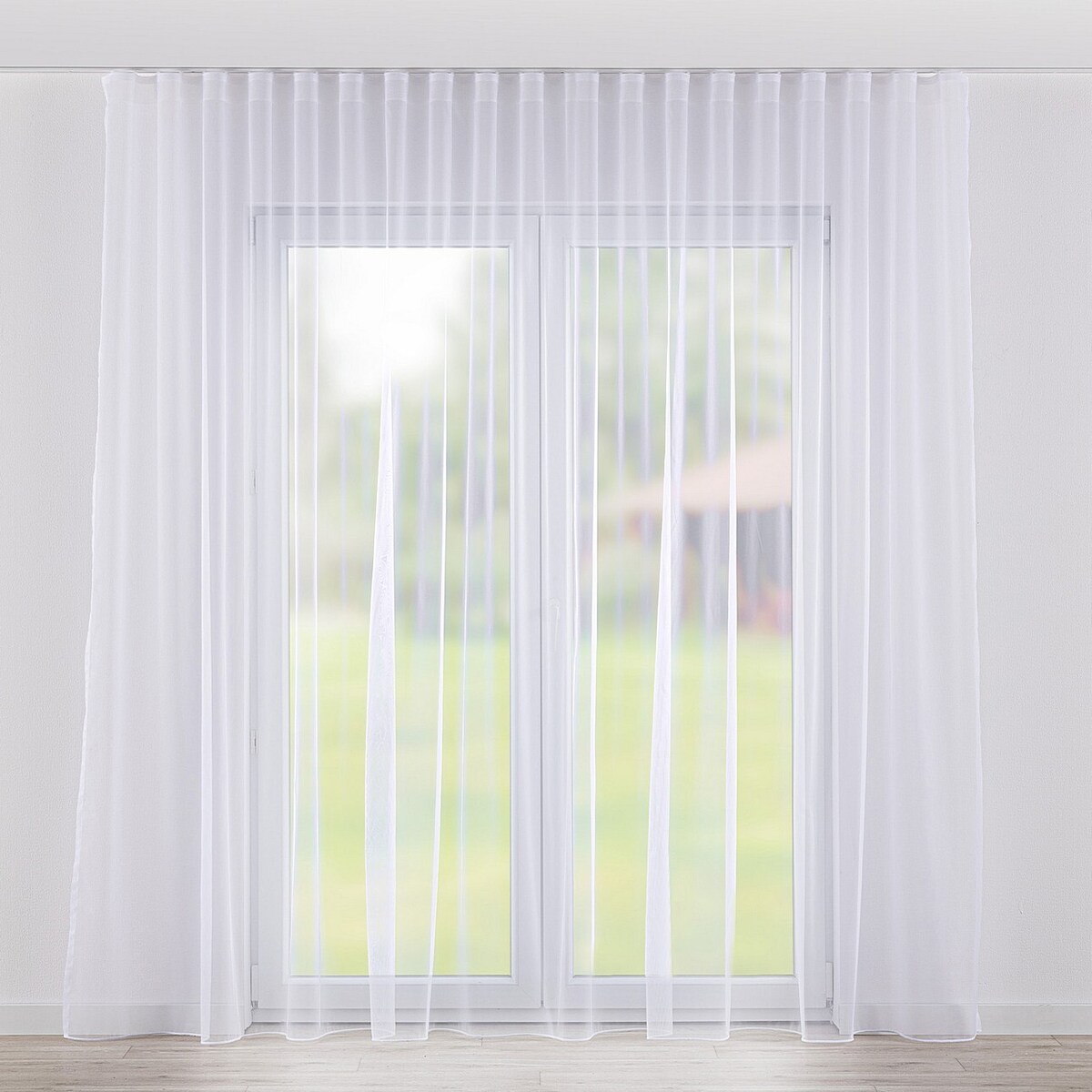 Firana na taśmie wave 300x245 biały