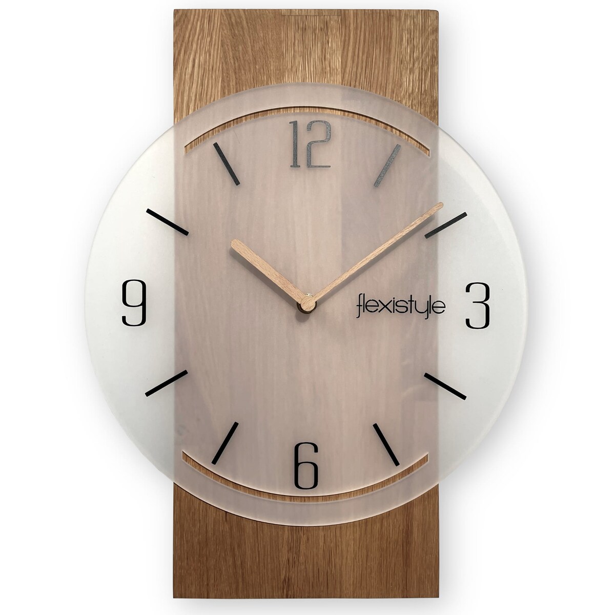 Drewniany zegar ścienny Geometric 40cm biały mrożony