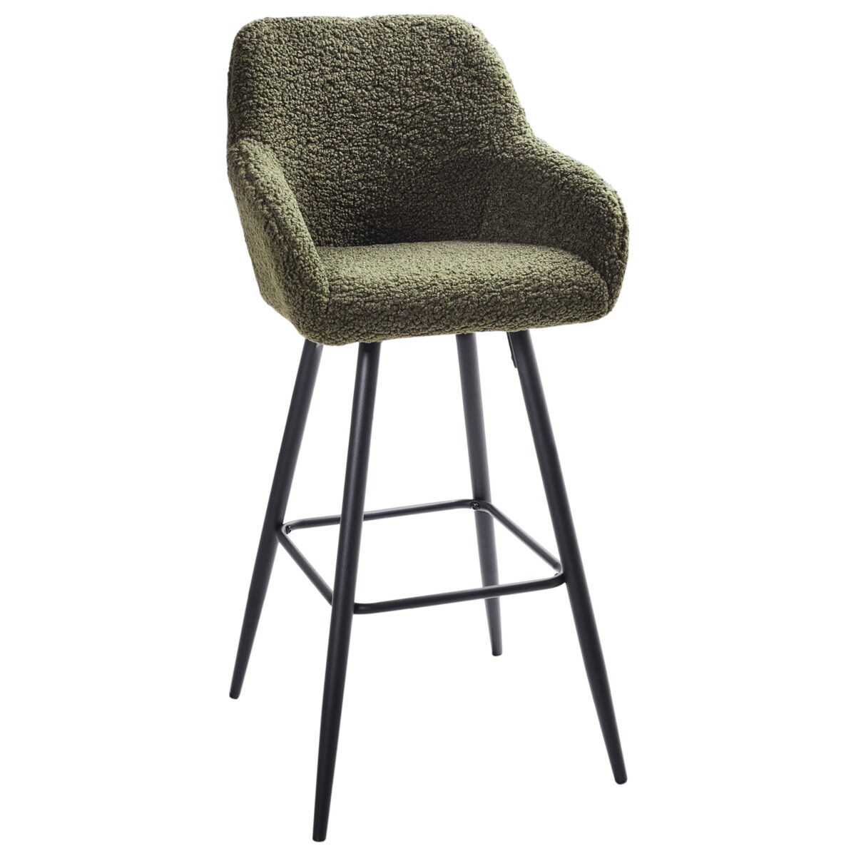 Zestaw 2 krzeseł barowych CASMALIA Boucle Ciemnozielony