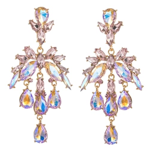 HOLOGRAFICZNE błyszczące kolczyki złote różowe opalizują efekt DUŻE długie