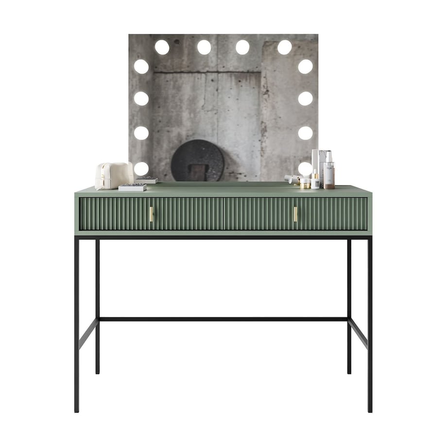 Toaletka MIDNIGHT ELITE z lustrem LED na stelażu, zielona