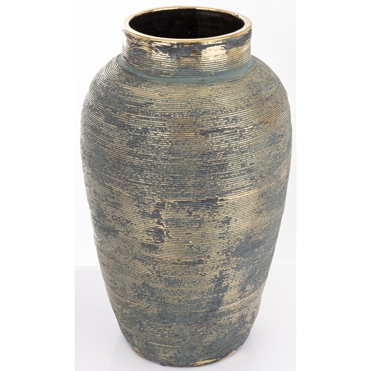 Wazon ceramiczny złoty, postarzany 38x22x22 cm JULIANO niebieski