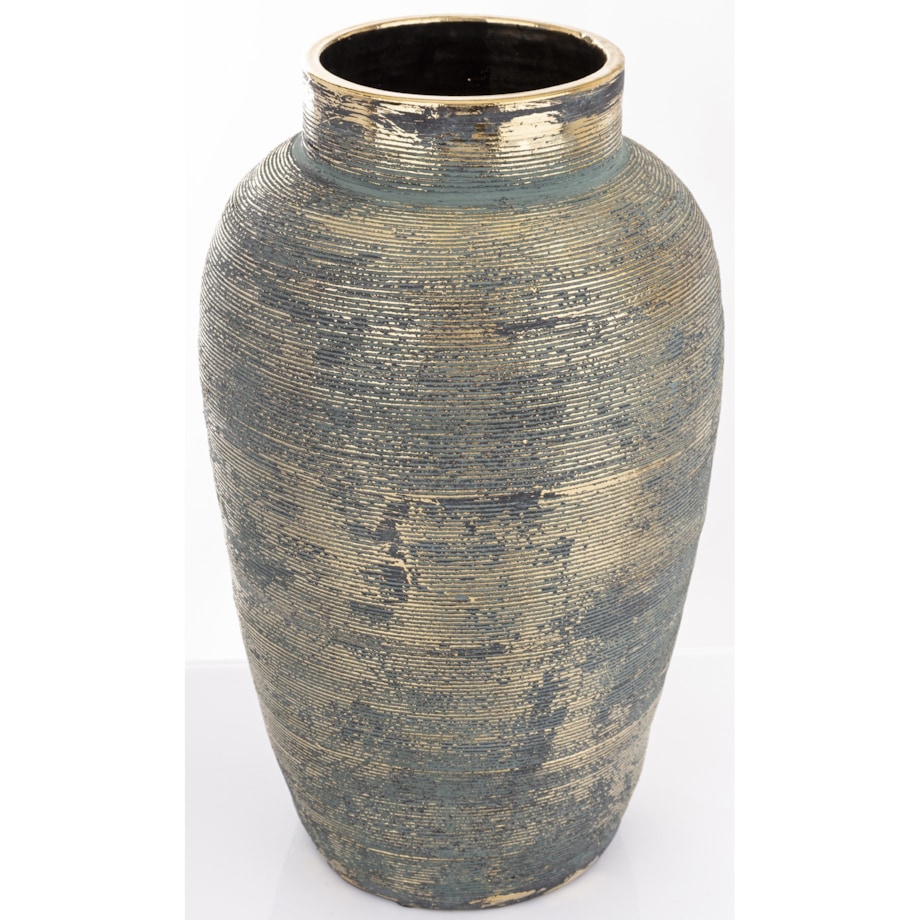 Wazon ceramiczny złoty, postarzany 38x22x22 cm JULIANO niebieski