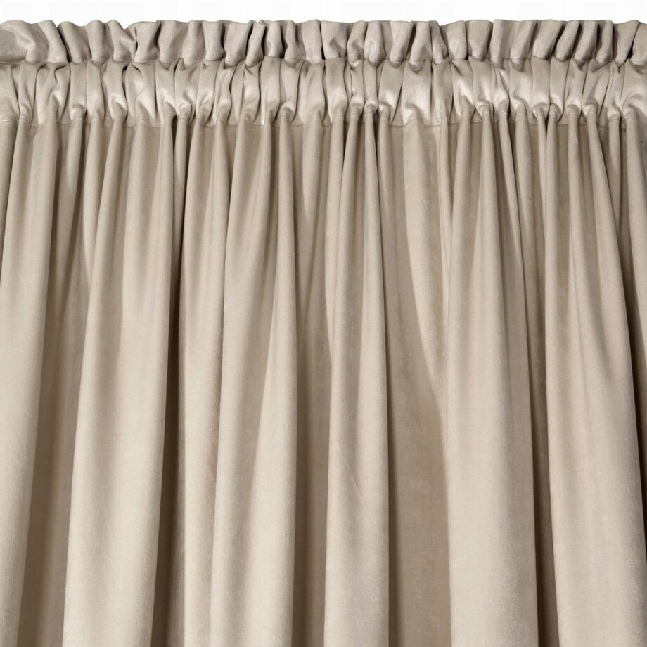 Aksamitna Zasłona Welurowa Velvet na Taśmie Kółkach 140 x 270 Beżowa Gotowa