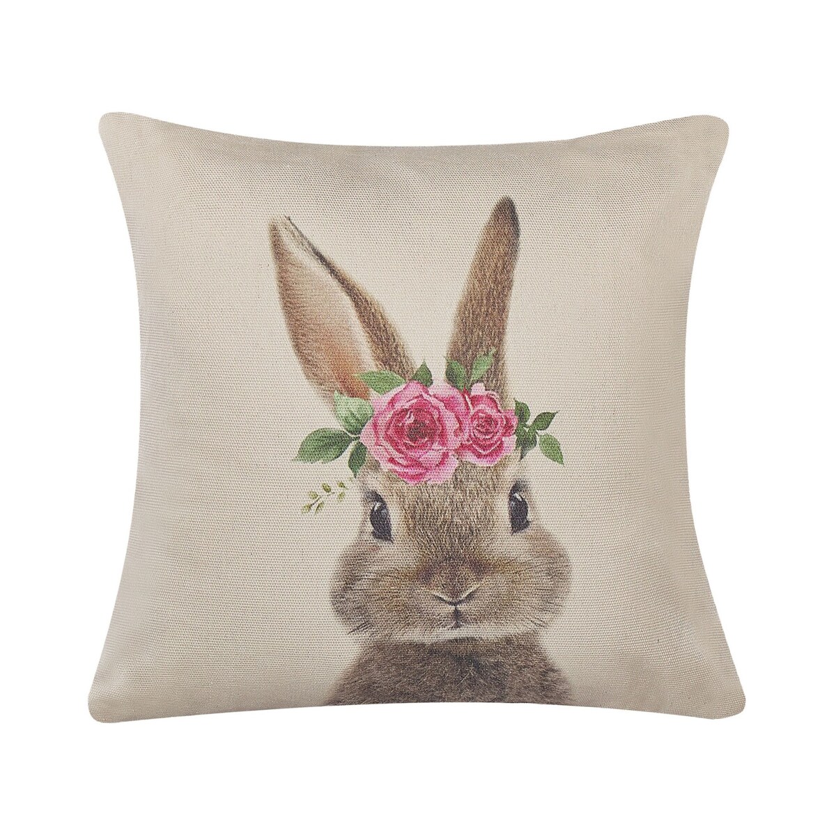 2 poduszki dekoracyjne z motywem królika 45 x 45 cm szarobeżowe TULIPA