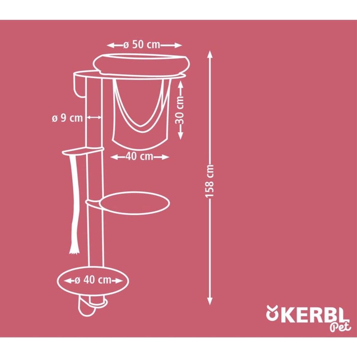 Kerbl Ścienne drzewko dla kota Dolomit Grappa, 158 cm, kolor taupe