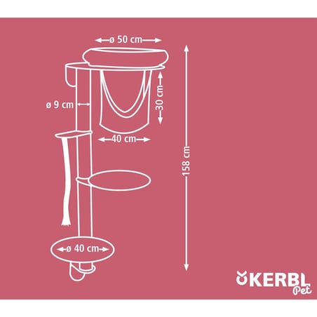 Kerbl Ścienne drzewko dla kota Dolomit Grappa, 158 cm, kolor taupe