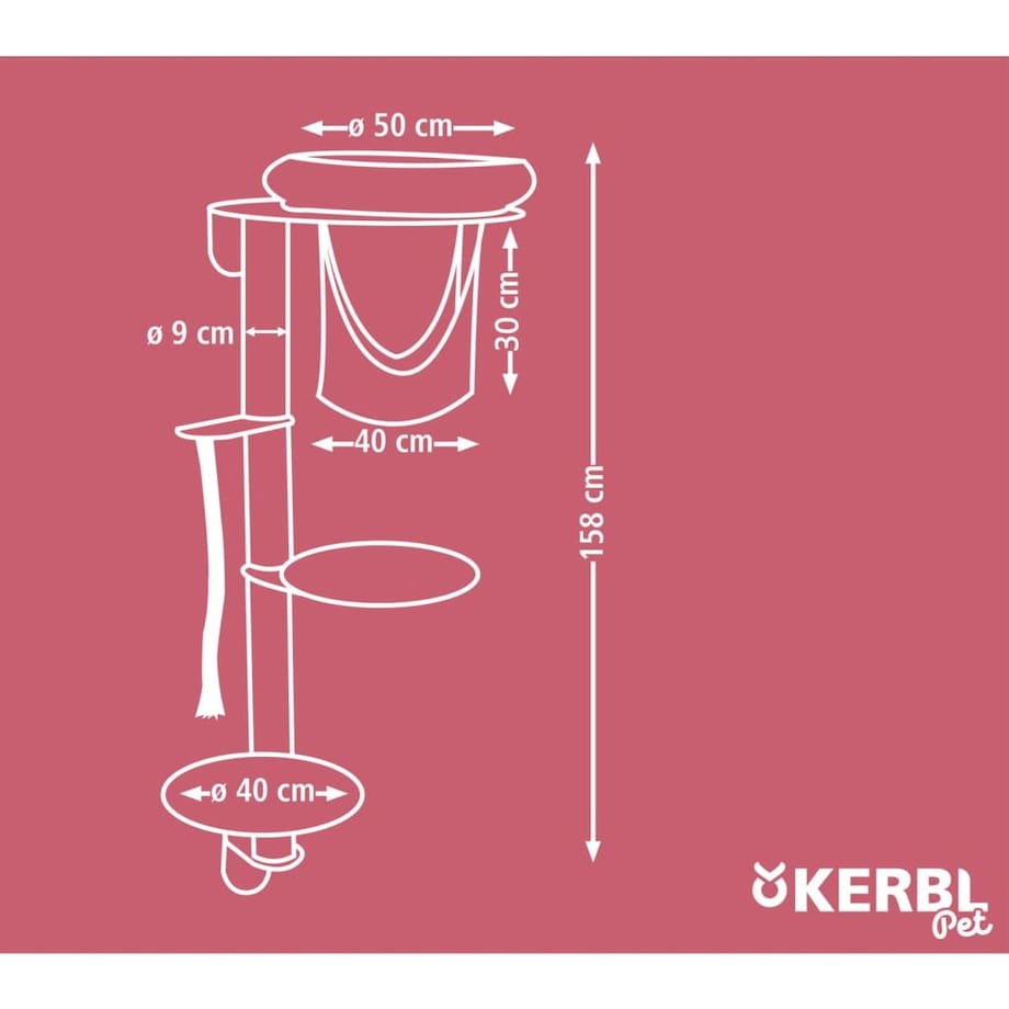 Kerbl Ścienne drzewko dla kota Dolomit Grappa, 158 cm, kolor taupe