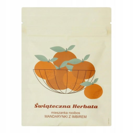 ŚWIĄTECZNA HERBATA SYPANA ROOIBOS Z MANDARYNKAMI I IMBIREM - PREZENT UPOMINEK NA MIKOŁAJA ŚWIĘTA GWIAZDKĘ BOŻE NARODZENIE POD CHOINKĘ DLA KOBIETY FACETA ŻONY MAMY MĘŻA