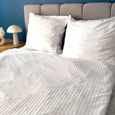 Pościel hotelowa adamaszkowa 200x220 biała hotelowa PREMIUM