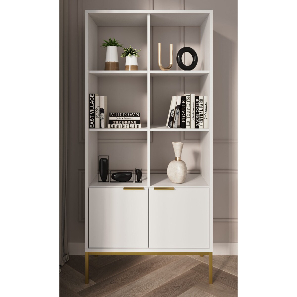 Regał Austin biały &amp; złoty