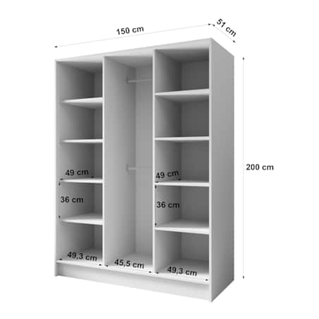 Szafa gładka 150 ALA bez lustra i bez uchwytów, kaszmirowa