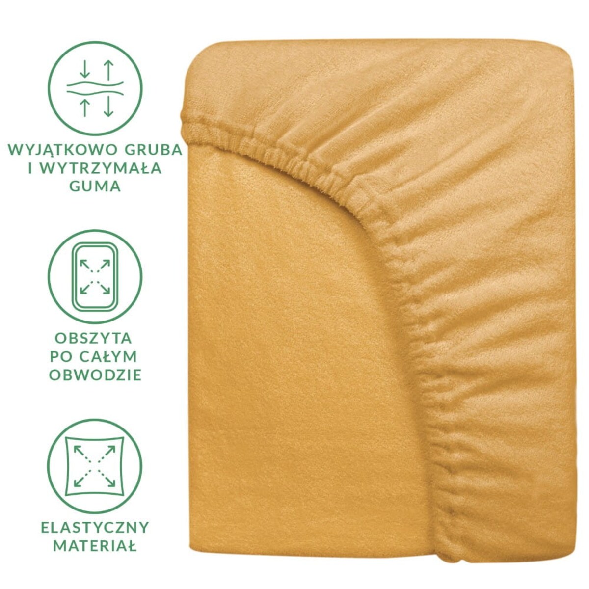 Prześcieradło frotte z gumką 180x200 kolor musztardowy