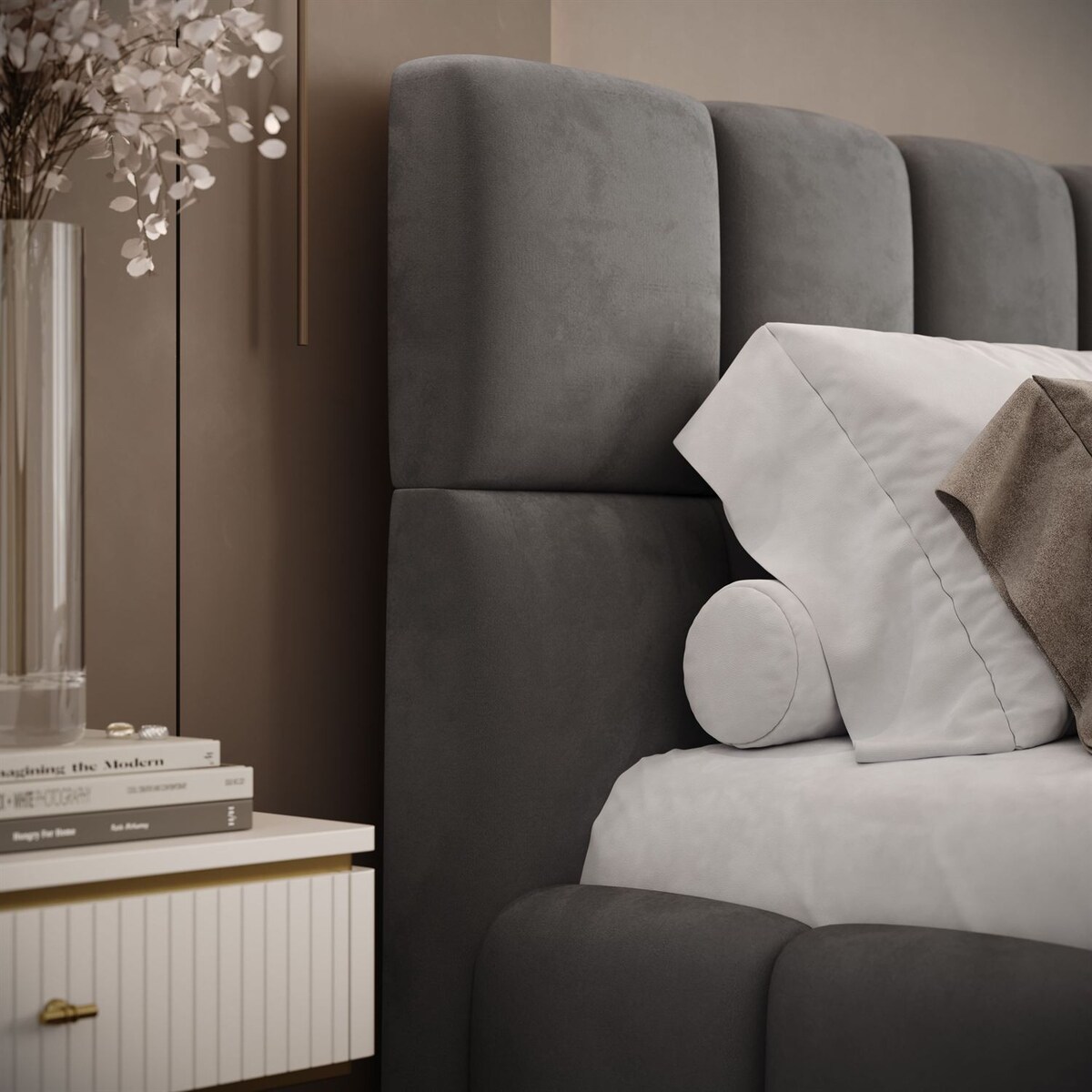 Łóżko tapicerowane VENEZIA, pojemnik na pościel, stelaż 34, 160x200, Royal Velvet 250