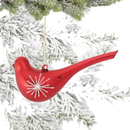 VILLA ITALIA Bombka szklana czerwona PTASZEK z gwiazdką 15 cm