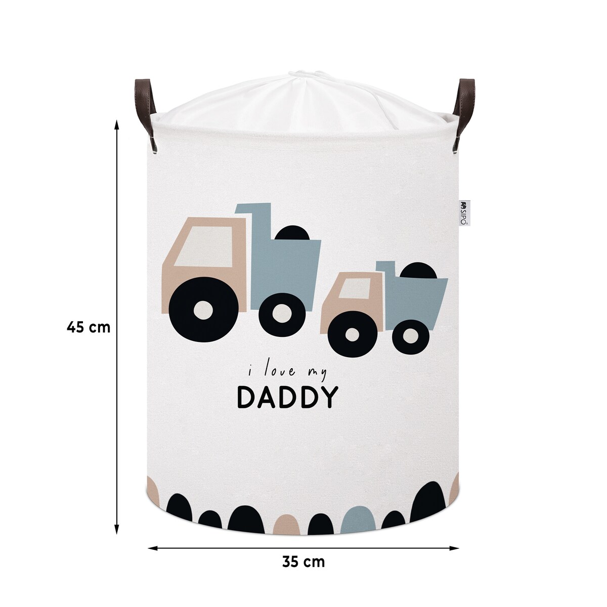 bawełniany kosz na zabawki sipo, zamykany na ściągacz, ciężarówki, xl
