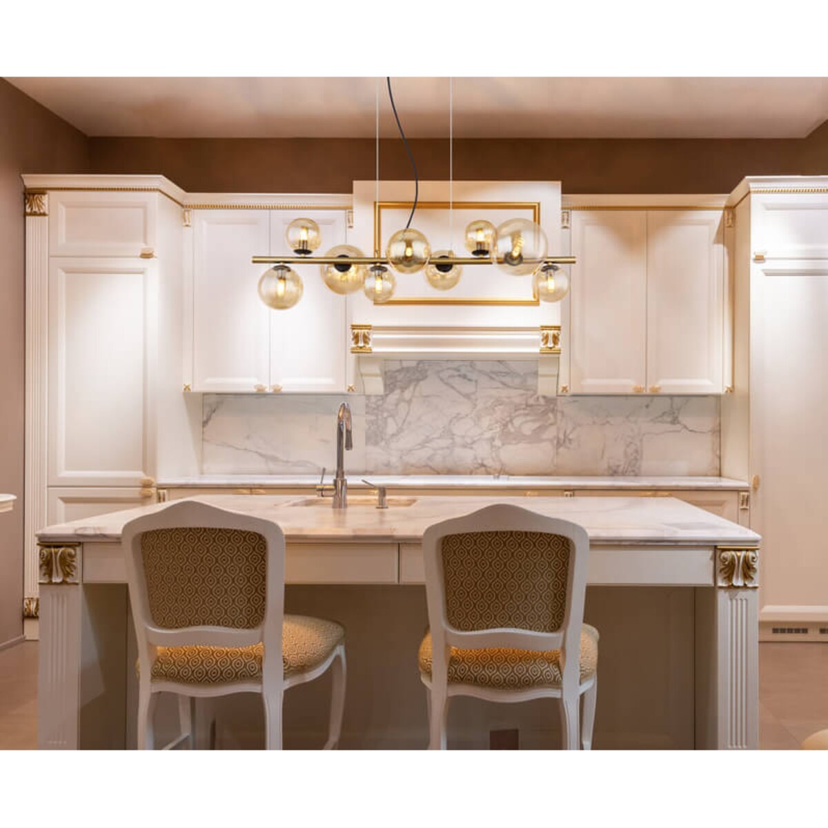 Wisząca lampa Riha 56135-9H bańki czarne bursztynowe